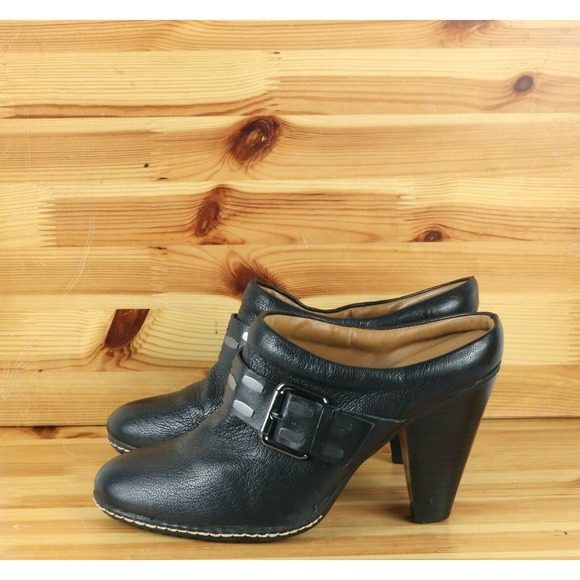 Euro Soft by Sofft Leather Shoes Women's Size 9M Black Clog Mules Heels - Picture 1 of 9